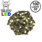 Commercial Grade Wide Angle 100 LED Warm White 50' Long on Brown Wire