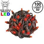Commercial Grade Wide Angle 100 LED Red 50' Long on Brown Wire