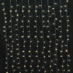 LED Curtain Lights 300 LED Warm White 8 Function Non-Connectable Clear Wire 