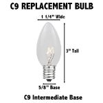 5 Pack Clear Transparent C9 7 Watt Replacement Bulbs