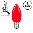 5 Pack Red Ceramic Opaque C9 7 Watt Bulbs