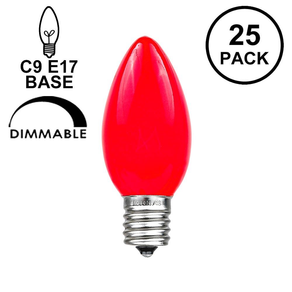 25 Pack of C9 Red Ceramic/Opaque Replacement Christmas Light Bulbs 7