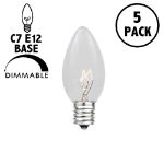 5 Pack Clear Transparent C7 5 Watt Bulbs