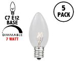 5 Pack Clear Transparent C7 7 Watt Bulbs