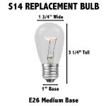 5 Pack of Clear S14 11 Watt Bulbs Medium Base e26 