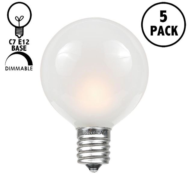 5 Pack Frosted White G40 Globe Replacement Bulbs