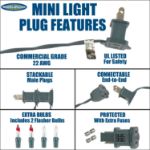 Clear 20 Light 6.5' Long Green Wire Christmas Mini Lights
