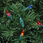 Multi Christmas Mini Lights 100 Light 50 Feet Long on Green Wire