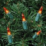 Amber/Orange 50 Light 11' Long Green Wire Christmas Mini Lights