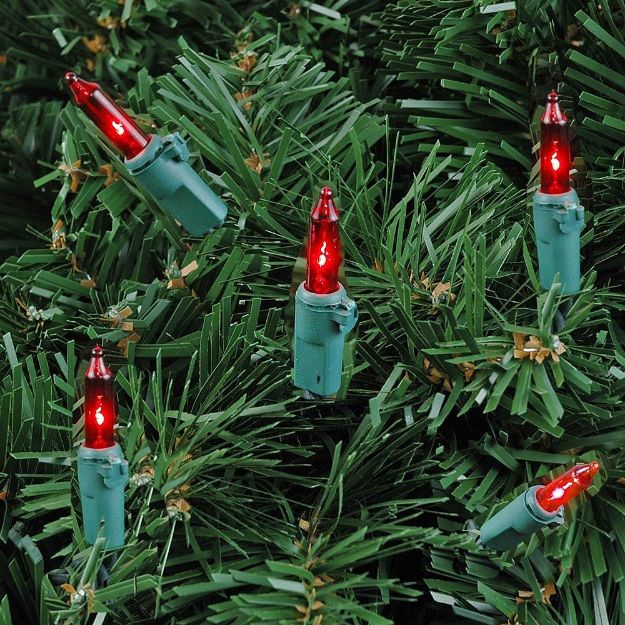 Red Christmas Mini Light Set 50 Light Green Wirenovelty Lights 