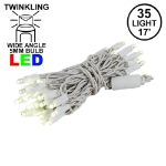 LED Curtain Twinkle Lights 35 LED Warm White Non-Connectable White Wire