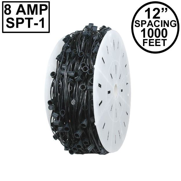 Novelty Lights C7 1000 Spool 12" Spacing 8 Amp Black Wire
