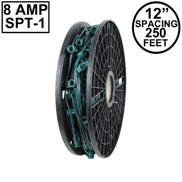Novelty Lights C9 250' Spool 12" Spacing 8 Amp Green Wire