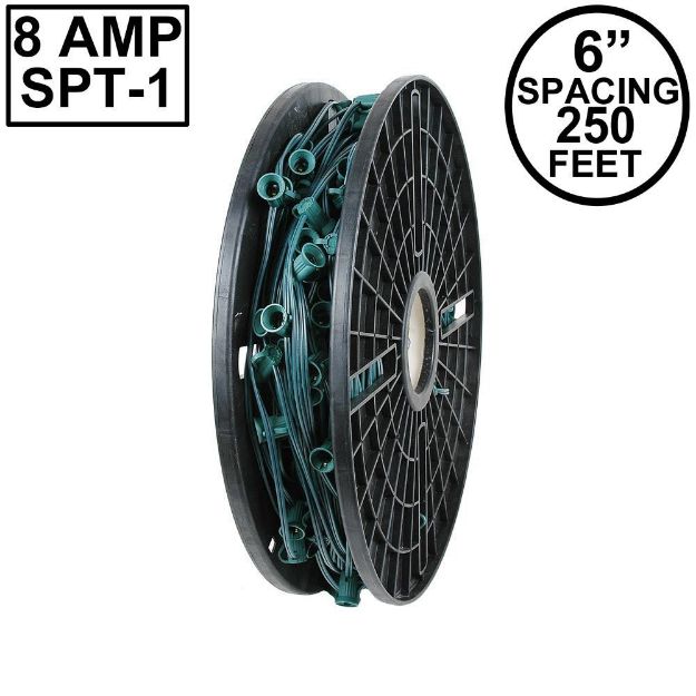 Novelty Lights C7 250 ft Spool 6" Spacing  8 Amp Green Wire