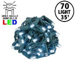Commercial Grade Wide Angle 70 LED Pure White 35.5' Long on Green Wire