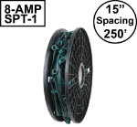 Novelty Lights Select C9 250' Spool 15" Spacing 8 Amp Green Wire