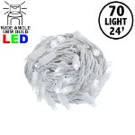 Commercial Grade Wide Angle 70 LED Pure White 24' Long on White Wire