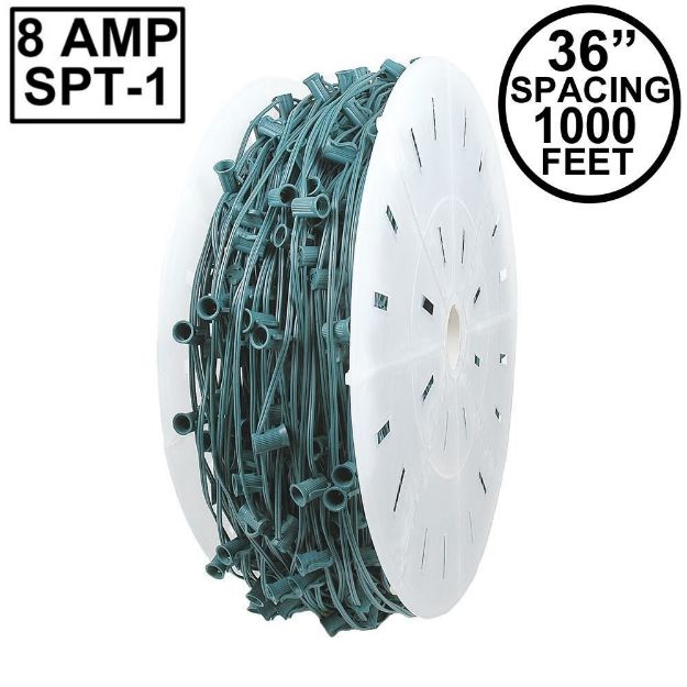Premium Commercial Grade 8 Amp C7 1000' Spool 36" Spacing Green Wire