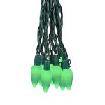 25 Green Ceramic LED C9 Pre-Lamped String Lights Green Wire