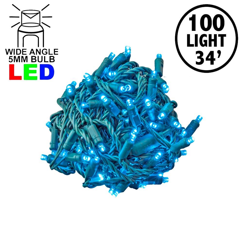 Wide Angle Teal 100 Bulb LED Christmas Lights Sets Novelty Lights