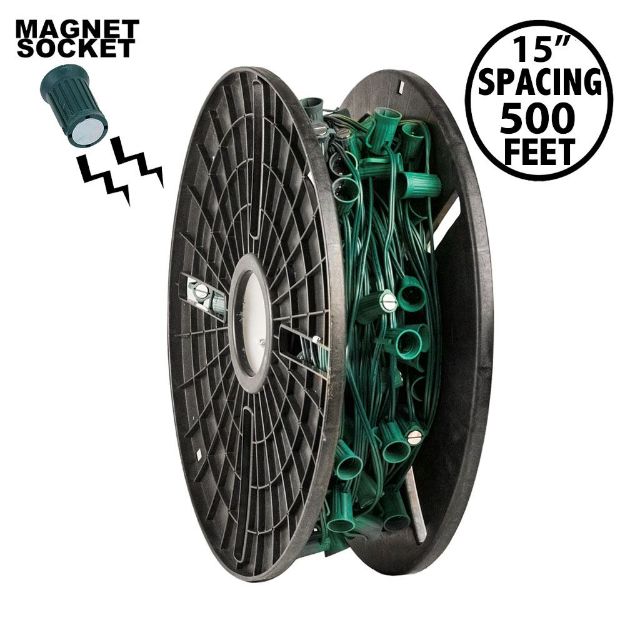 C9 Magnetic 500' Spool 15" Spacing Green Wire