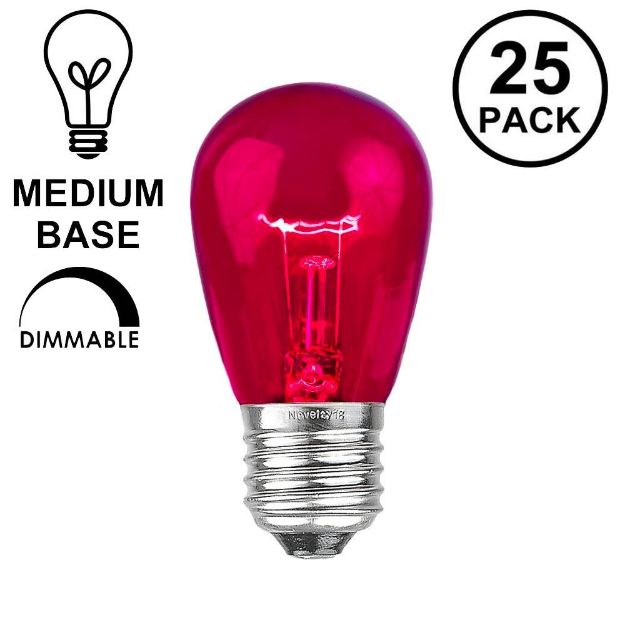 25 Pack of Transparent Purple S14 11 Watt Bulbs Medium Base e26