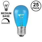 25 Pack of Transparent Teal S14 11 Watt Bulbs Medium Base e26