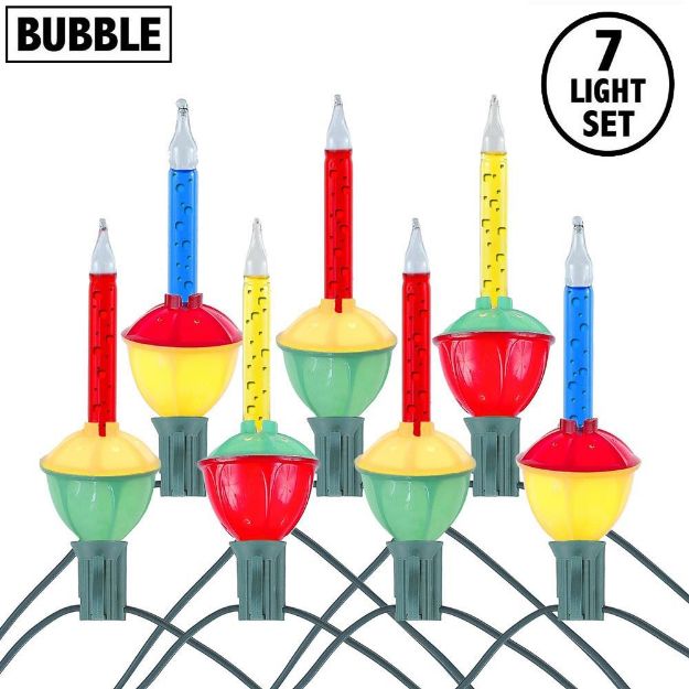 Traditional Bubble Light Set 7 Lamps Red/Blue/Yellow