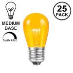 25 Pack of Transparent Yellow S14 11 Watt Bulbs Medium Base e26