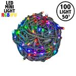 100 RGB + Warm White LED 6" Spacing Green Wire Coaxial w/o Power Supply & Remote