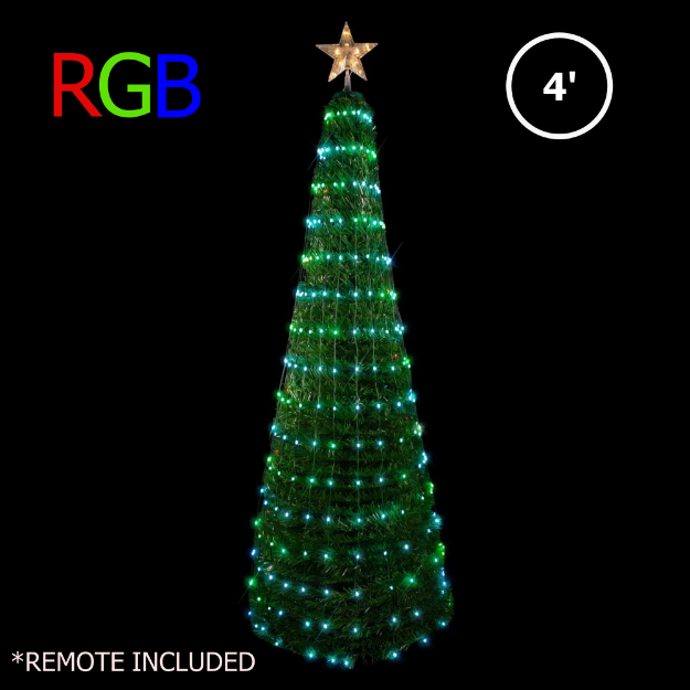 4' RGB Color Changing Dancing Pop-Up Christmas Tree w Remote