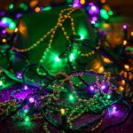 Commercial Grade Wide Angle 100 LED Yellow Purple Green 50' Long on Green Wire