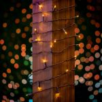 50 LED Yellow LED Christmas Lights 11' Long on Brown Wire