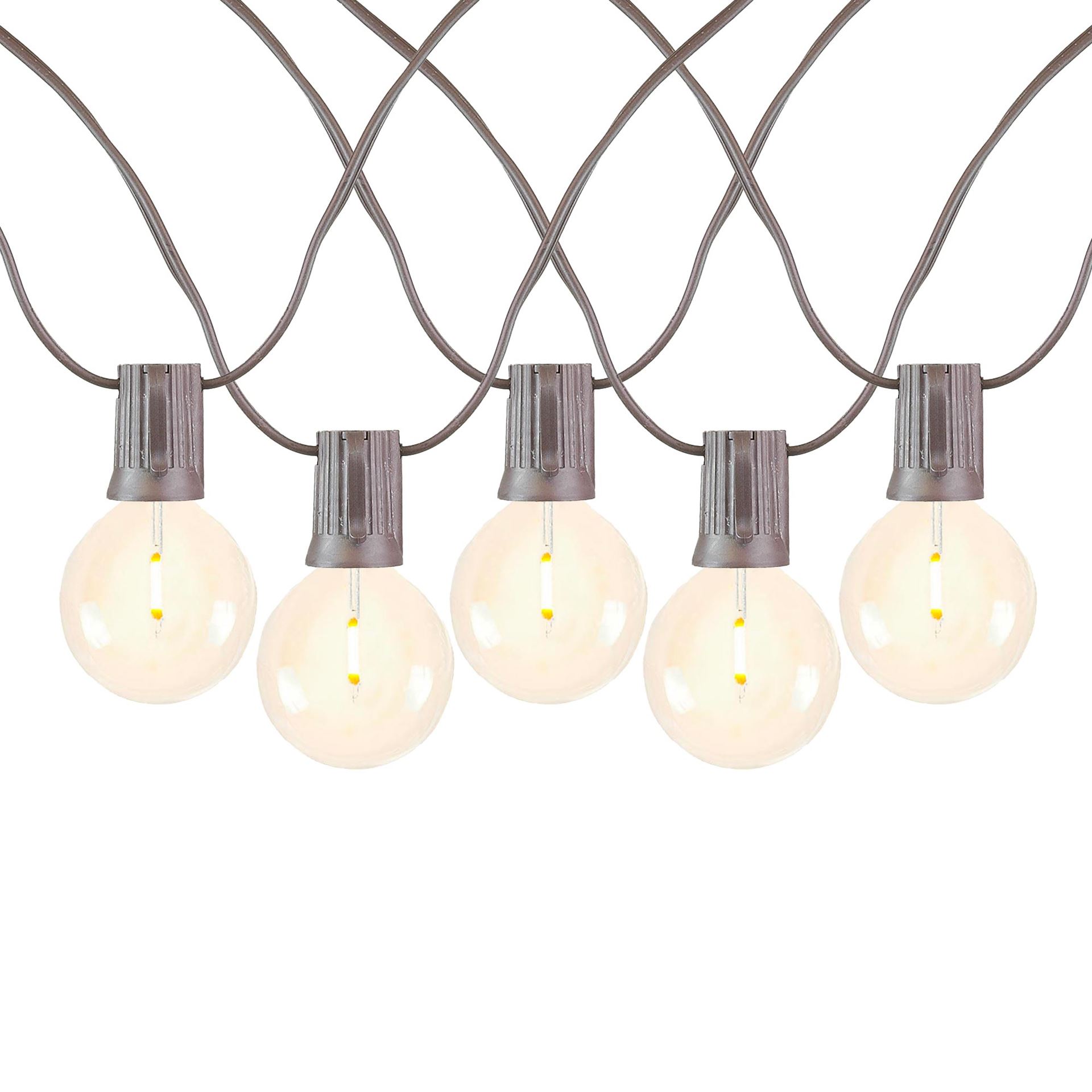 Round Led String Warm White LED G40 Globe/Round Outdoor String Light Set on Brown Wire ...