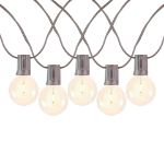 50 LED Filament G40 Globe String Light Set with Warm White Bulbs on Brown Wire