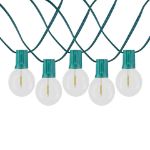 50 LED Filament G40 Globe String Light Set with Warm White Bulbs on Green Wire