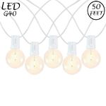 50 LED Filament G40 Globe String Light Set with Warm White Bulbs on White Wire