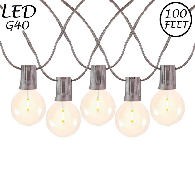 67 LED Filament G40 Globe String Light Set with Warm White Bulbs on Brown Wire