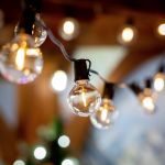 25 LED Filament G40 Globe String Light Set with Warm White Bulbs on Brown Wire