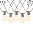 25 LED Filament G50 Globe String Light Set with Warm White Bulbs on Brown Wire