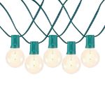 25 LED Filament G50 Globe String Light Set with Warm White Bulbs on Green Wire