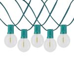 50 LED Filament G50 Globe String Light Set with Warm White Bulbs on Green Wire