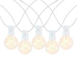 67 LED Filament G50 Globe String Light Set with Warm White Bulbs on White Wire
