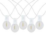 67 LED Filament G50 Globe String Light Set with Warm White Bulbs on White Wire