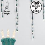 Clear 100 Light Icicle Lights Green Wire Long Drops