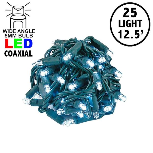 Coaxial 25 LED Pure White 6" Spacing Green Wire
