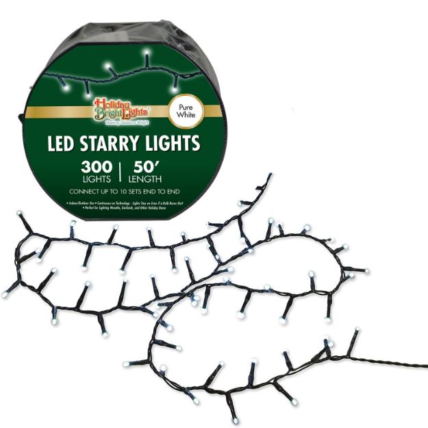 LED Connectable Rice Light Set - 300 Pure White Lights on Green Wire