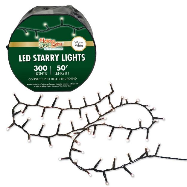 LED Connectable Rice Light Set - 300 Warm White Lights on Green Wire