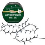 LED Connectable Twinkling Rice Light Set - 300 Pure White Lights on Green Wire