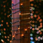 50 LED Orange (amber) LED Christmas Lights 11' Long on Green Wire